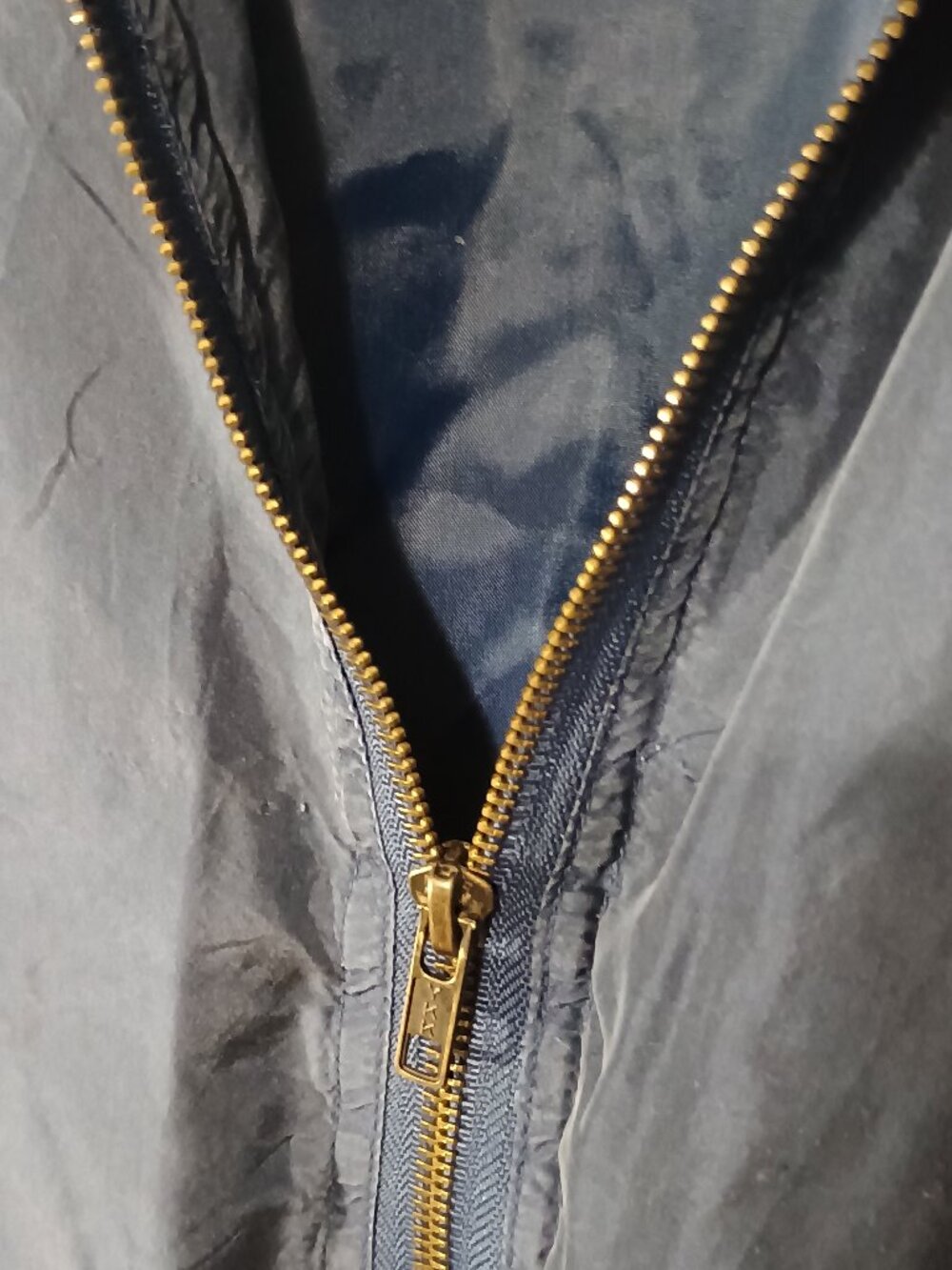 Vintage Lineage 100% Silk Navy Blue Bomber Jacket XXL Lightweight Full Zip Luxe - Picture 6 of 8